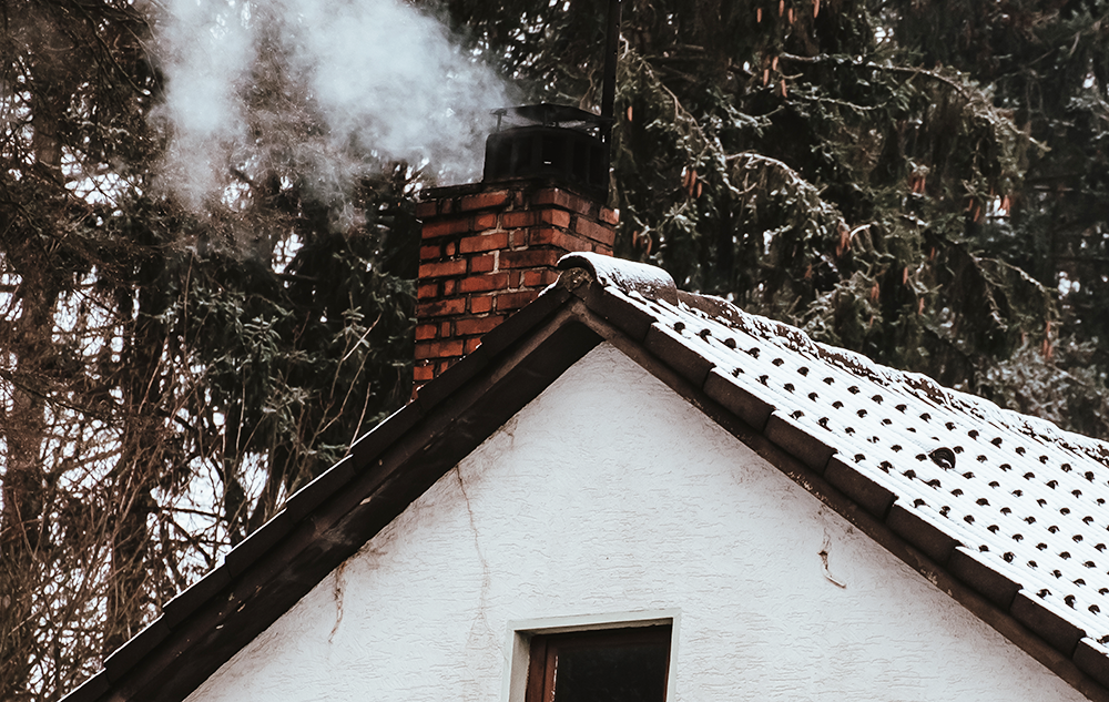Chimney with smoke coming out