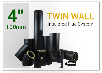 4 inch black twin wall insulated flue system