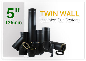 5 inch black twin wall insulated flue system